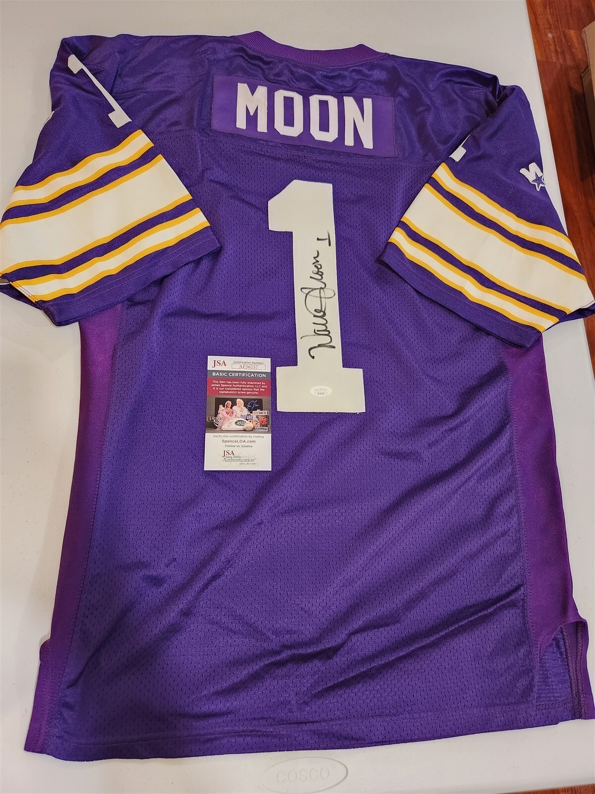 Warren Moon Autographed Signed Vikings Licensed Authentic Proline Jersey JSA COA Size 46 