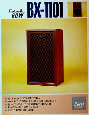 Coral 60W BX-1101 Speaker System Ad Sheet 1970s | eBay