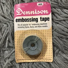 VTG Dymo Dennison Embossing Tape 3/8 ×12 Green Roll New Avery Label Maker