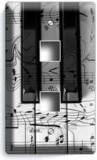 BLACK WHITE PIANO KEYS NOTES LIGHT SWITCH OUTLET WALL PLATES MUSIC STUDIO HD ART