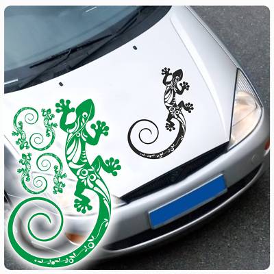Autoaufkleber Tribal Gecko Gekko Auto Aufkleber 5er SET Echse Motorhaube A093 