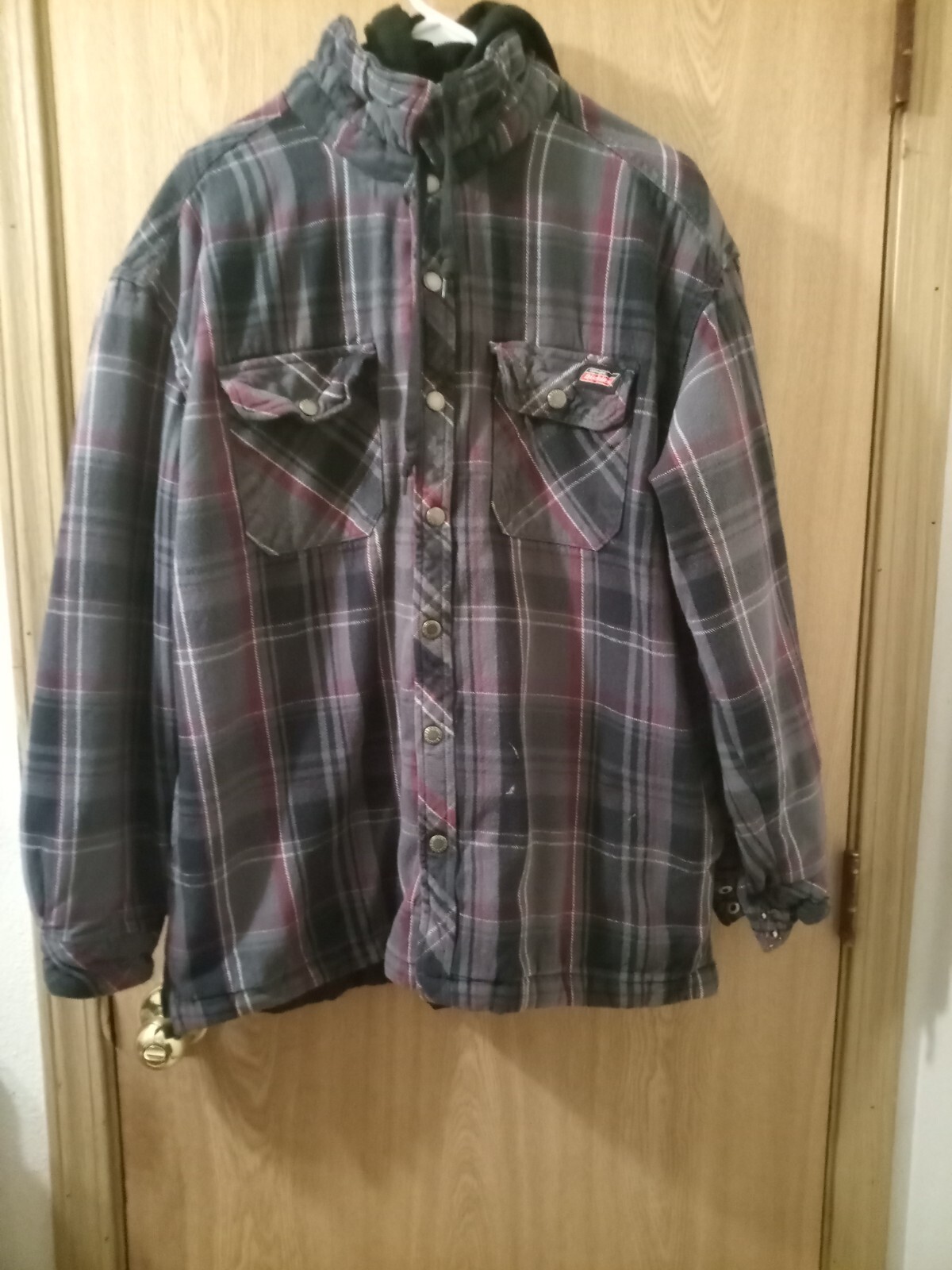 Dickies Mens XL Quilted Flannel Hooded Zip Jacket for Outdoor Insulation