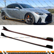 For 2021-2025 Lexus IS300 IS350 CTM V1 Gloss Black Winglet Side Skirt Extension