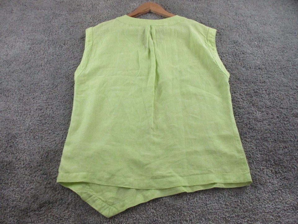 W. Lane Blouse/Top 12 Sleeveless Long Length V Neck Green Linen eBay