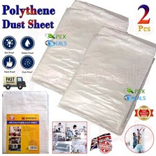 2x Polythene DUST SHEETS 12 x 9 ft Decorating Painting Furniture Carpet Cover UK