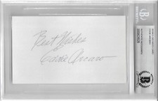 EDDIE ARCARO SIGNED 3x5 INDEX CARD HORSE RACING JOCKEY ENCAPSULATED BECKETT BAS