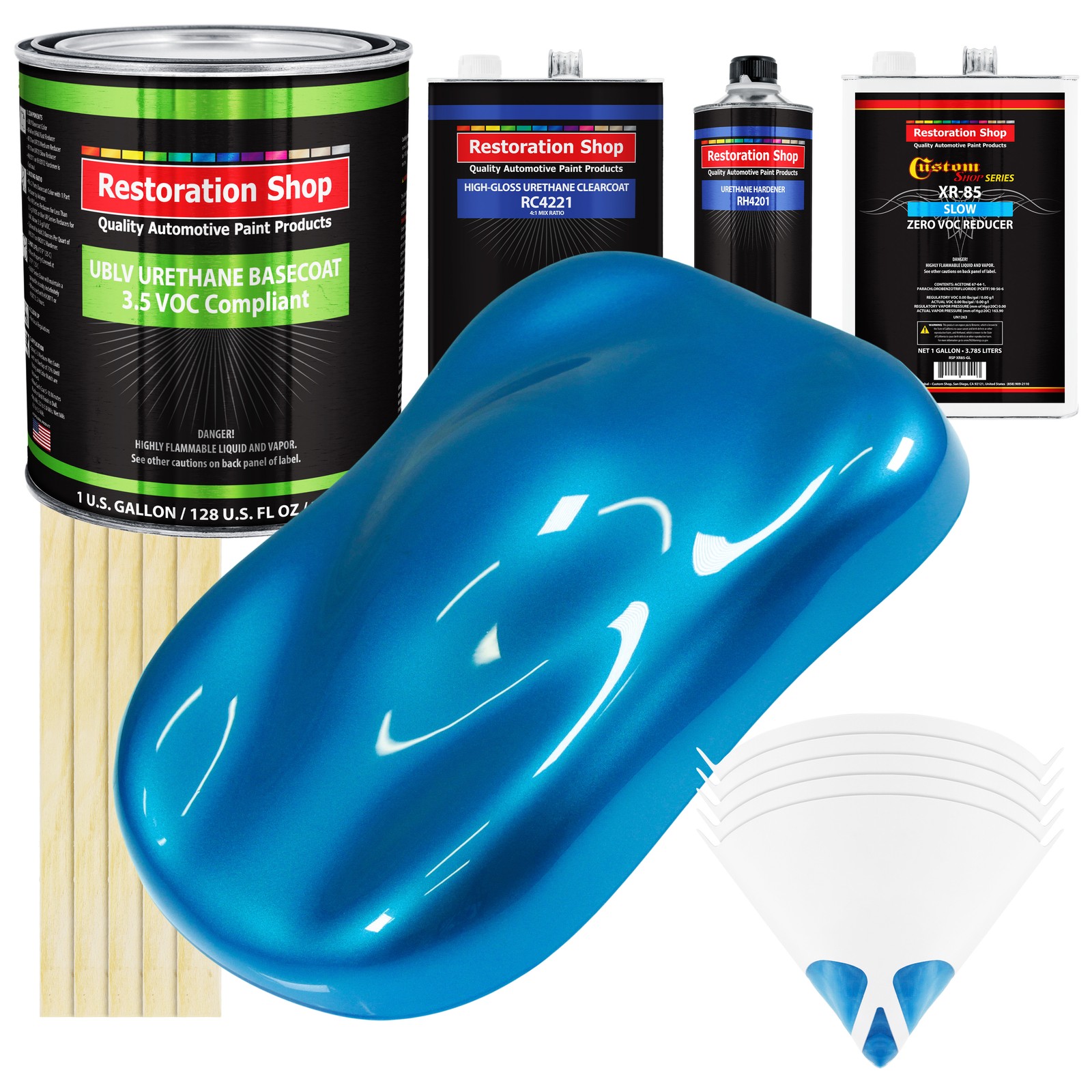 Intense Blue Metallic Low VOC Slow-Dry Urethane Basecoat Clearcoat Kit 1 Gallon