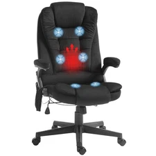 6 Point Vibrating Massage Office Chair with Heat, Velvet High Back Executive ...