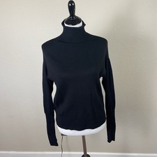 Aritzia WILFRED Black Cyprie Merino Wool Mock Neck Sweater Sz S Quiet Luxury