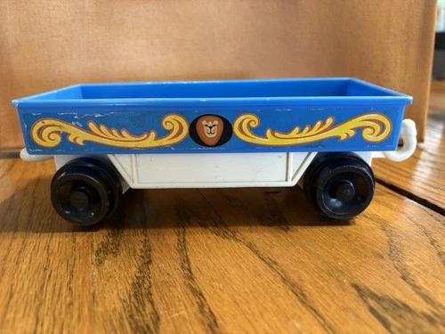 1973 Fisher Price Little People Circus Train Vtg Toy Zoo BLUE CAR ONLY