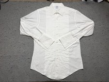 Brooks Brothers Shirt Mens 15.5 32/33 White Tuxedo Slim Fit Pleated French Cuff