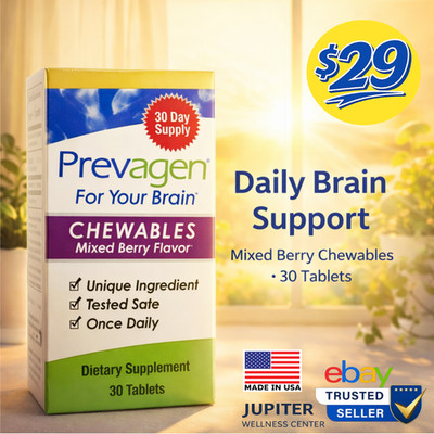 Prevagen Regular Strength Chewable Memory & Focus, 30 CT - Brand New Shipment