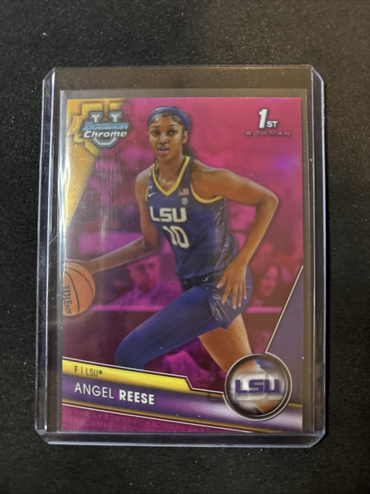 2023-24 Bowman University Chrome - Angel Reese #49 Pink Refractor (RC)