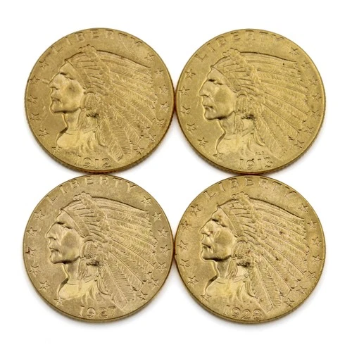 1912-1928 $2.50 Indian Head Quarter Eagle Gold Coin U.S. NR Lot of 4 #C847-2