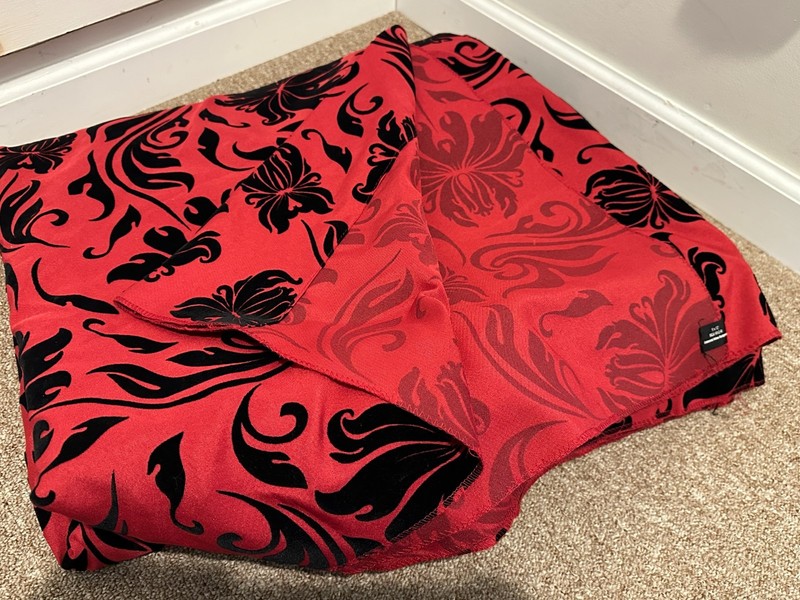 Impact Black and RED Embossed Velour Photo Fabric Backdrop 9' x 12'