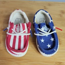 Hey Dude Kids K5 Wally Toddler Patriotic Red White Blue Stars Stripes Shoes