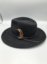 SCALA Classico Medium Men's Wool Black Crushable Felt Outback Hat / Very Nice