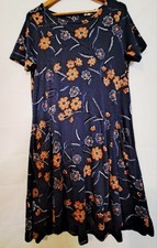 Fat Face Navy Blue Floral Simone Dress Size UK 12 