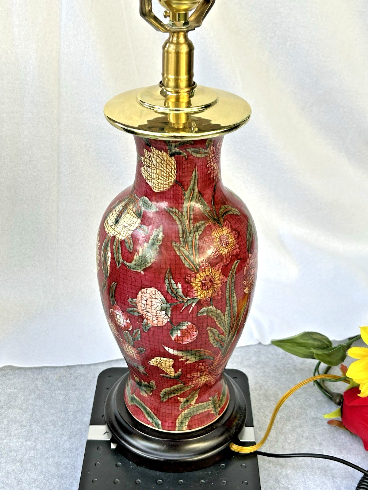 Chinoiserie Porcelain Table Lamp 27.5” Tall Vintage