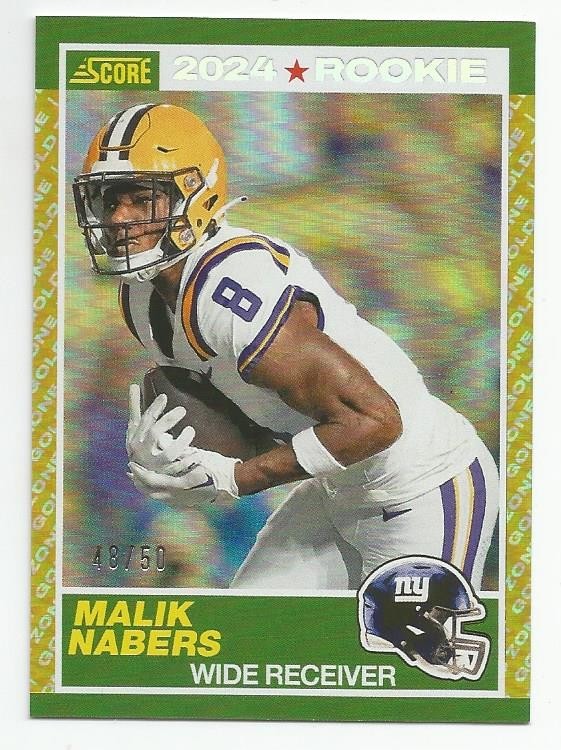 Malik Nabers Panini Score 35th Anniversary Rookie #5 Gold Zone
