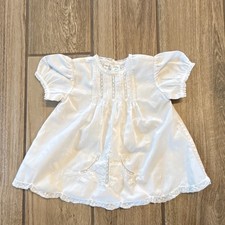 Feltman Bros White Lace Embroidered Puff Sleeve Christening Dress 0-3M