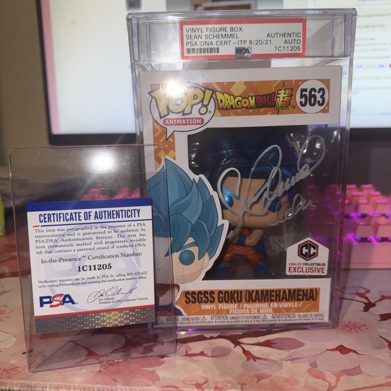 Funko Pop #563 SSGSS Goku signed by Sean Schemmel PSA Encapsulated