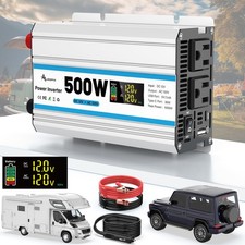 500W Car Power Inverter 12V DC To 110V AC Adapter 2 AC Outlets USBC QC