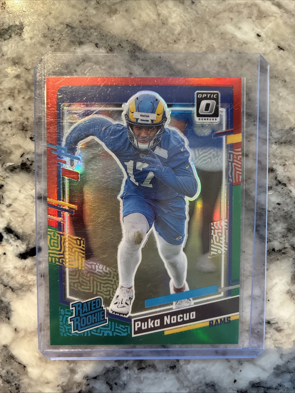 2023 Panini Donruss - Rated Rookie Optic Preview Red & Green #357 Puka Nacua