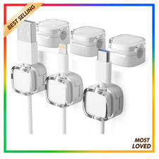 Magnetic Cord Organizer Cable Clips 6 Pack Adjustable Under Desk White Adhesive