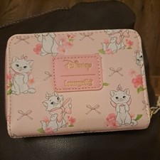 Cartera Loungefly Disney Aristocats Marie patrón de lazos cremallera alrededor nueva con etiquetas