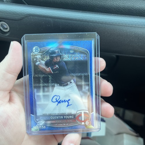 2025 Bowman Draft Mega Quentin Young Chrome Auto Blue Mojo Refractor /150 Twins - Picture 1 of 2