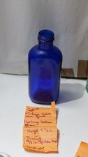 Large 9" Vintage Cobalt Blue Glass Bottle 32 oz Quart Capacity 4" Wide Base