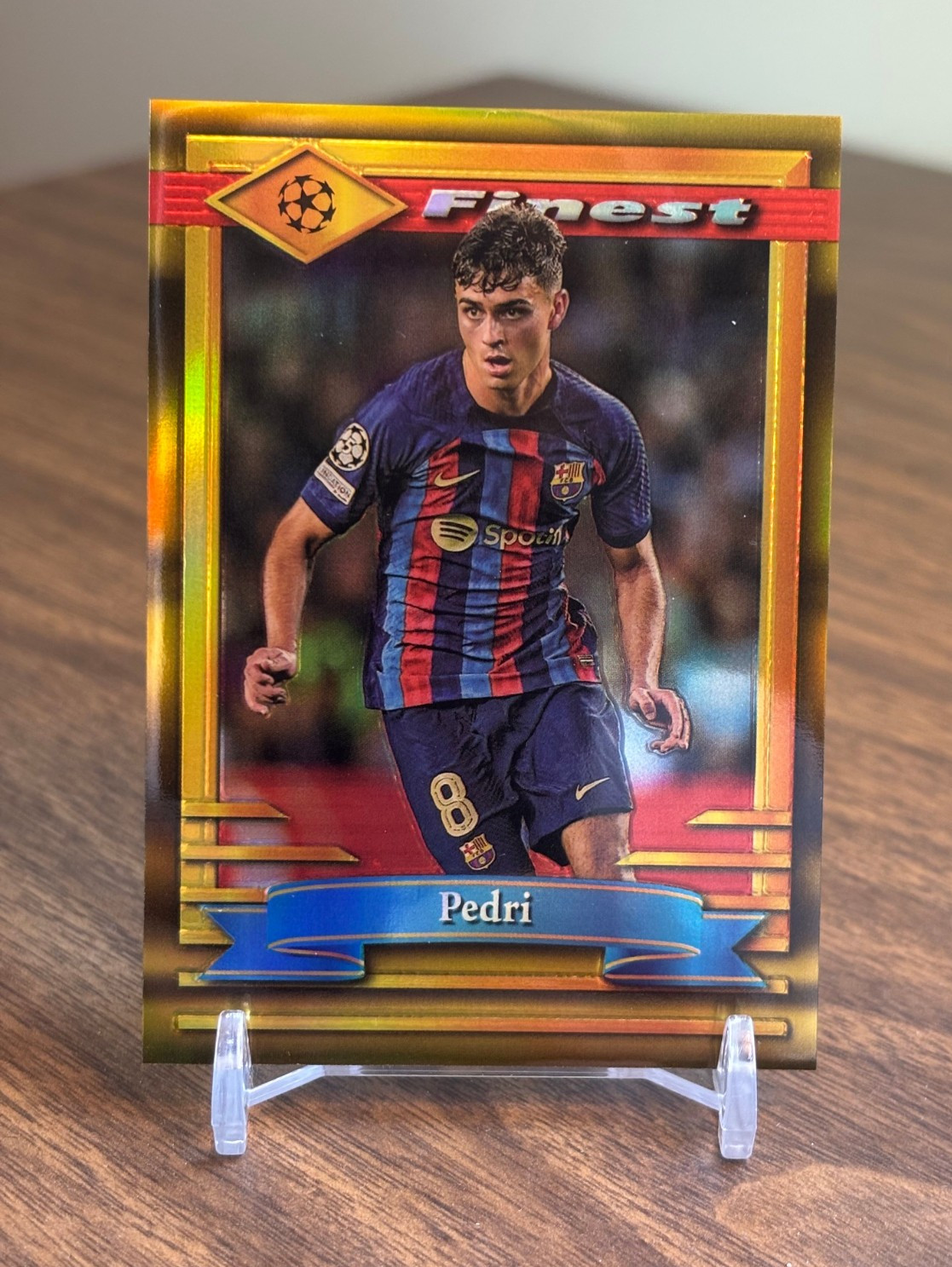 Pedri 2022 2022-23 Topps Finest Flashbacks UEFA UCC #65 Gold Refractor /50