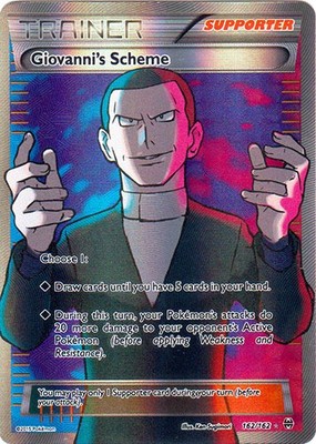 Moderately Played, English - 1 x Pokemon Giovanni's Scheme - 162/162 - Full Art