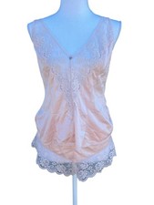 Maidenform Women's Satin Shorts Chantilly Lace Camisole Pink Vintage Size 5/36