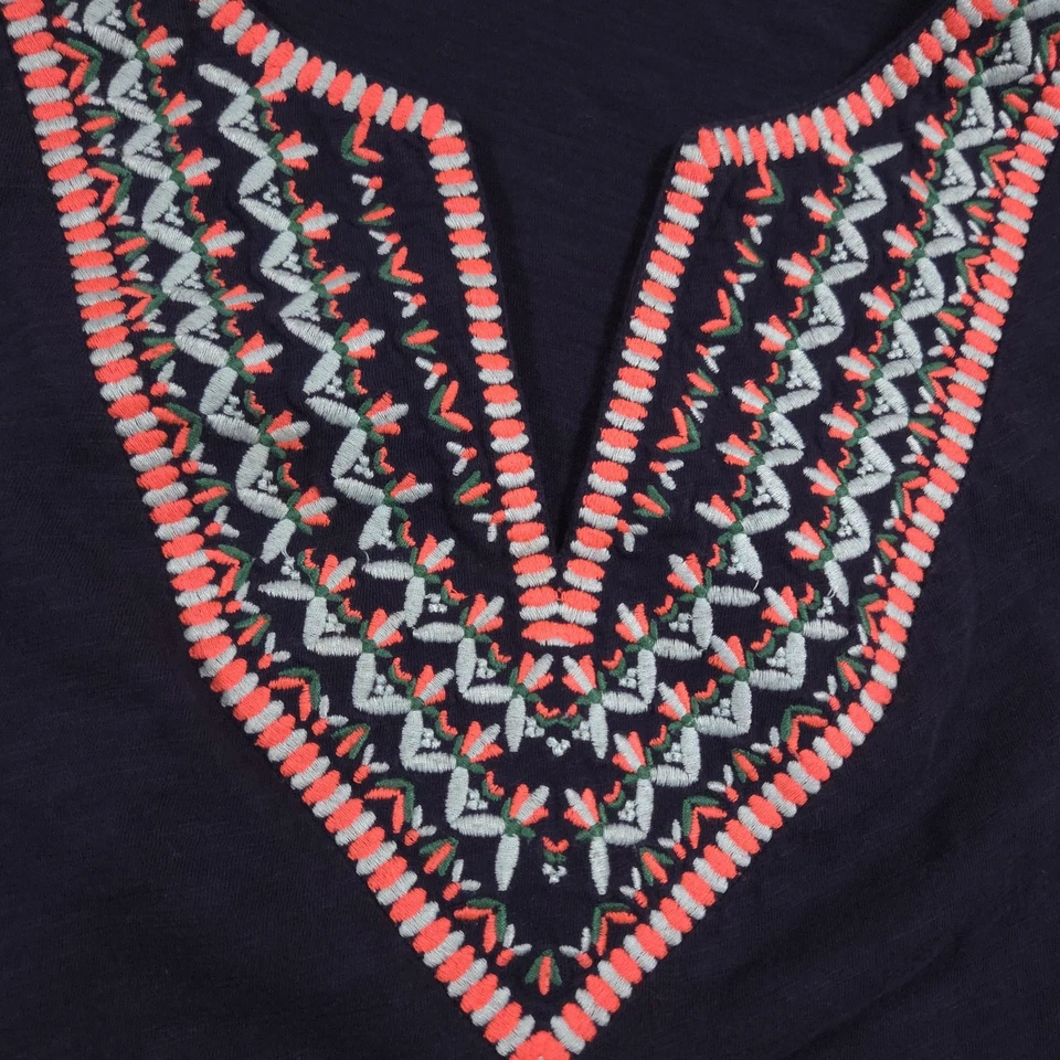 Camiseta sin mangas Boden para mujer US 6 azul marino bordada sin mangas patrón boho azteca Foto 4 de 4