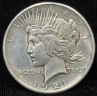 1921 United States Peace One Dollar Silver Coin S$1 -High Relief