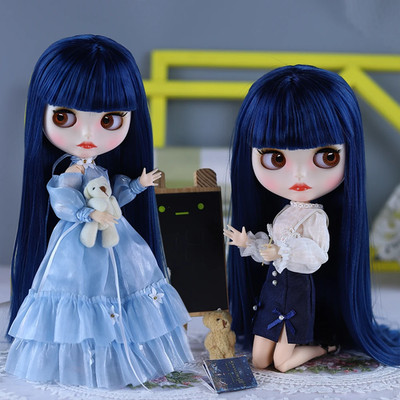 Blyth Puppe BJD Gelenkkörper weiße Haut blaue Haare Set Puppe 1/6 30 cm Mädchen Geschenk Anime