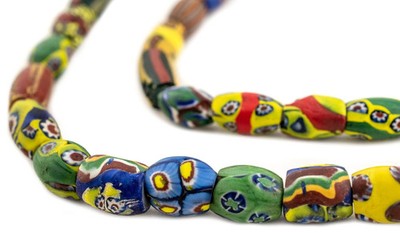 Oval Antique Venetian African Millefiori Trade Beads #15828 10mm Ivory Coast
