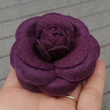 Camellia Flower Brooch Pin New Handmade Purple