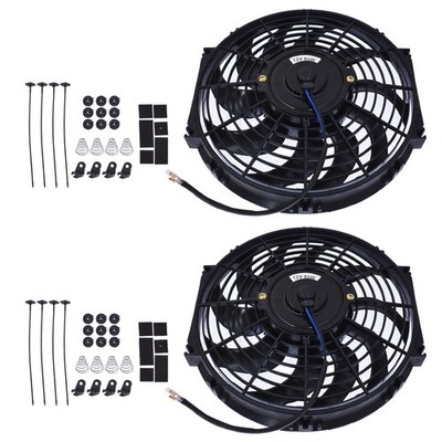 Labwork Radiator Cooling Slim Fans Push Pull Mount Set 2 12 inch Universal 12V