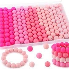 Kovict 150Pcs Silicone Beads 15mm Mix Color, Bulk 15mm, Pink