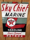 Vintage Texaco marine Sky Chief Gasoline Metal Sign, dated  1962,  12x18
