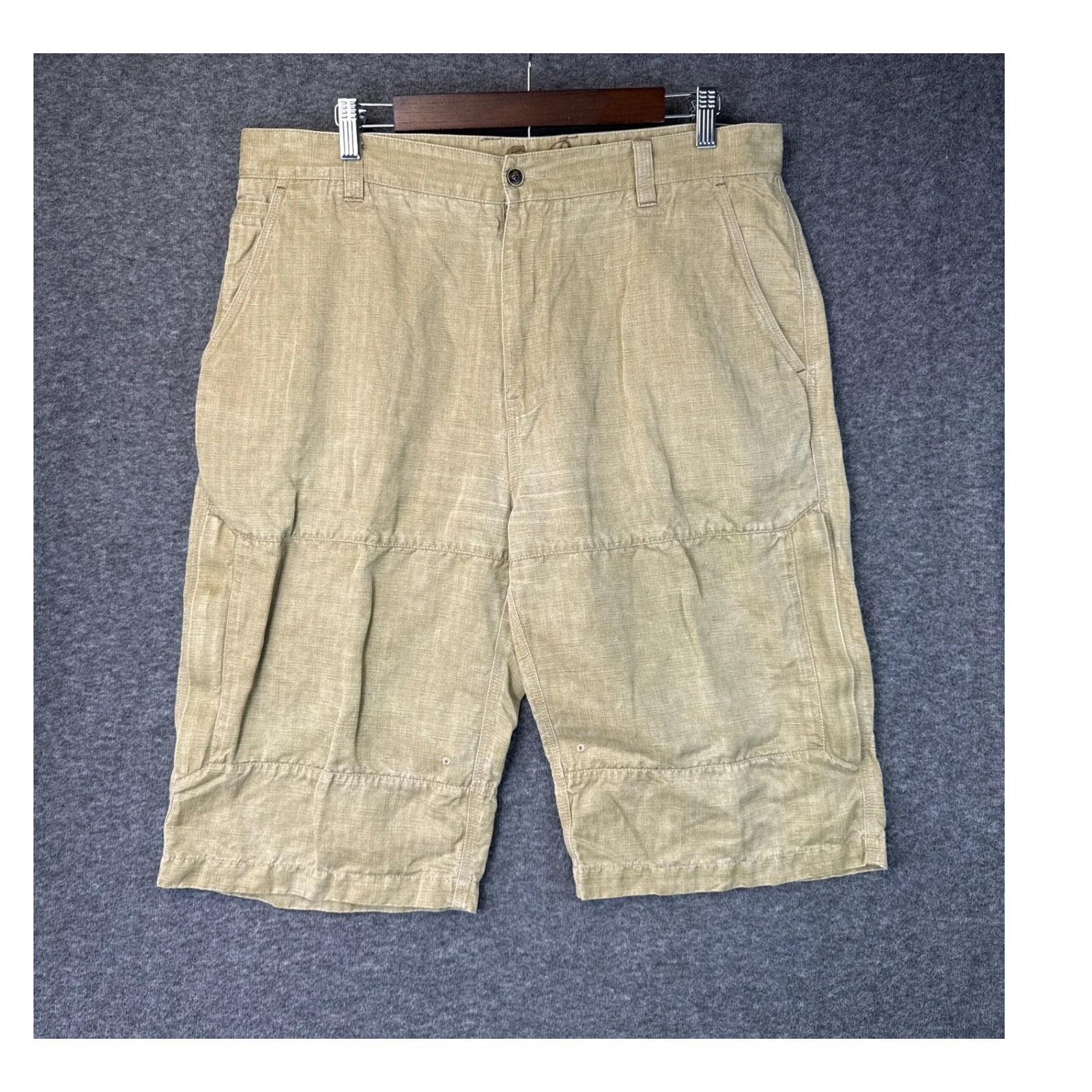Tommy Bahama Mens 36 Linen Silk Bermuda Shorts Tan Relaxed Summer Beach Bar EUC