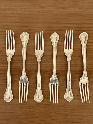 6 Gorham Sterling Silver CHANTILLY Dinner Forks 7” No Mono 284 grams