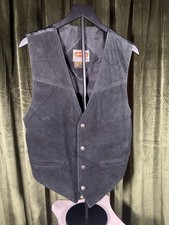 Vintage 1980's Paragraff Men's Black Leather Biker Vest.