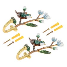 2x Vintage Flower Bird Shaped Zinc Alloy Coat Hooks Bathroom Bedroom Balcony