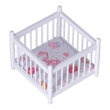 1:12 Scale Wooden Doll House Baby Bed DIY Miniature Doll House Mini Furniture...
