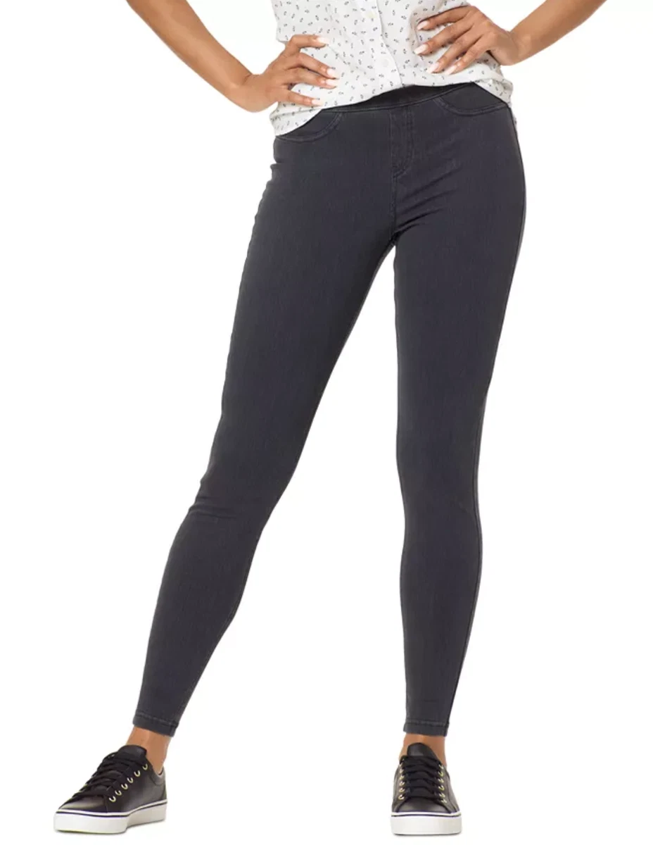 HUE Classic Stretch Denim Leggings sz XS X-Small (0-2) Graphite Gray  Jeggings