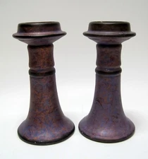 Salsa Style Art Studio Kristi de Salsa 8" Purple Art Pottery Candlestick Holders